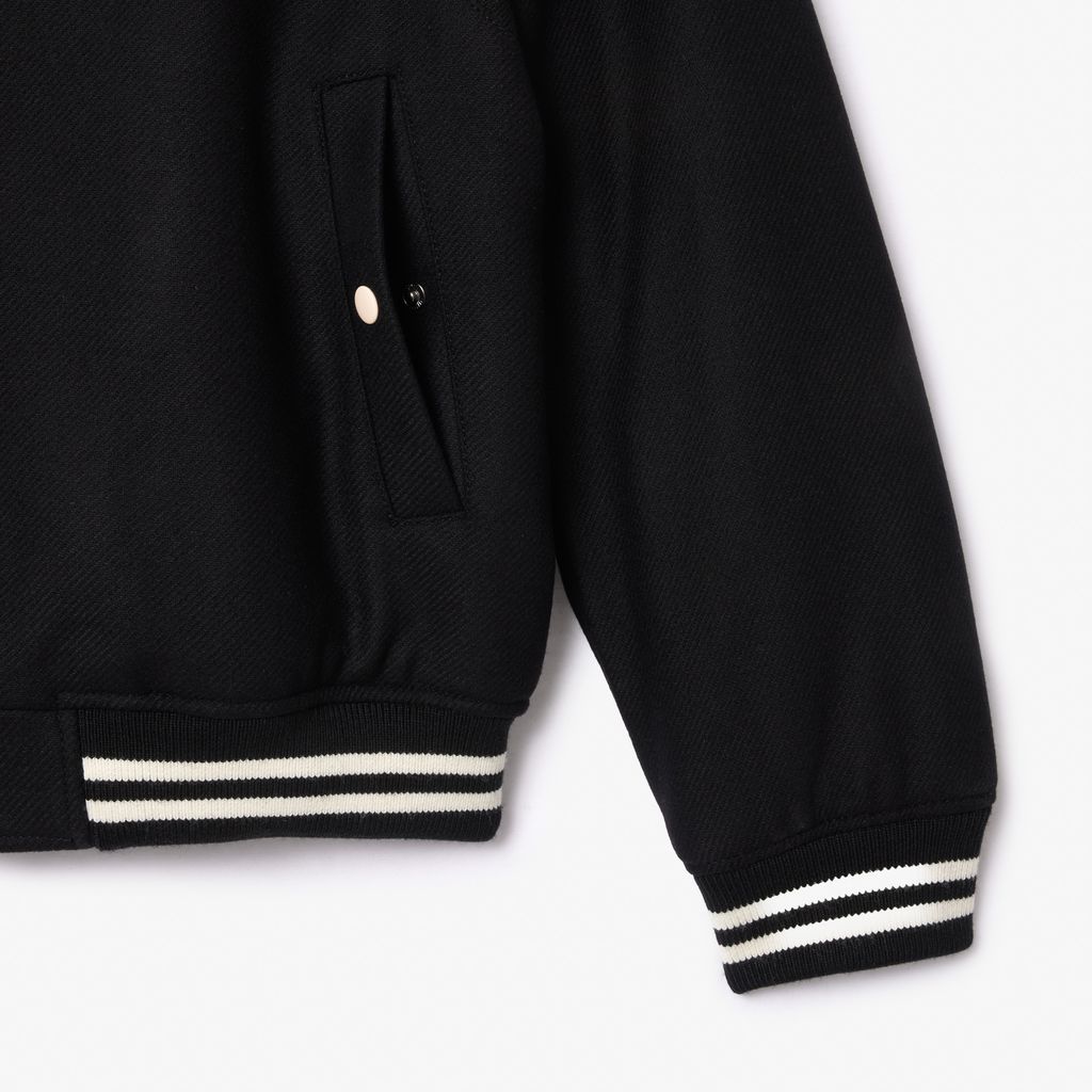 Áo Khoác Lacoste Nam Chất Liệu Len Varsity Nhiều Huy Hiệu
