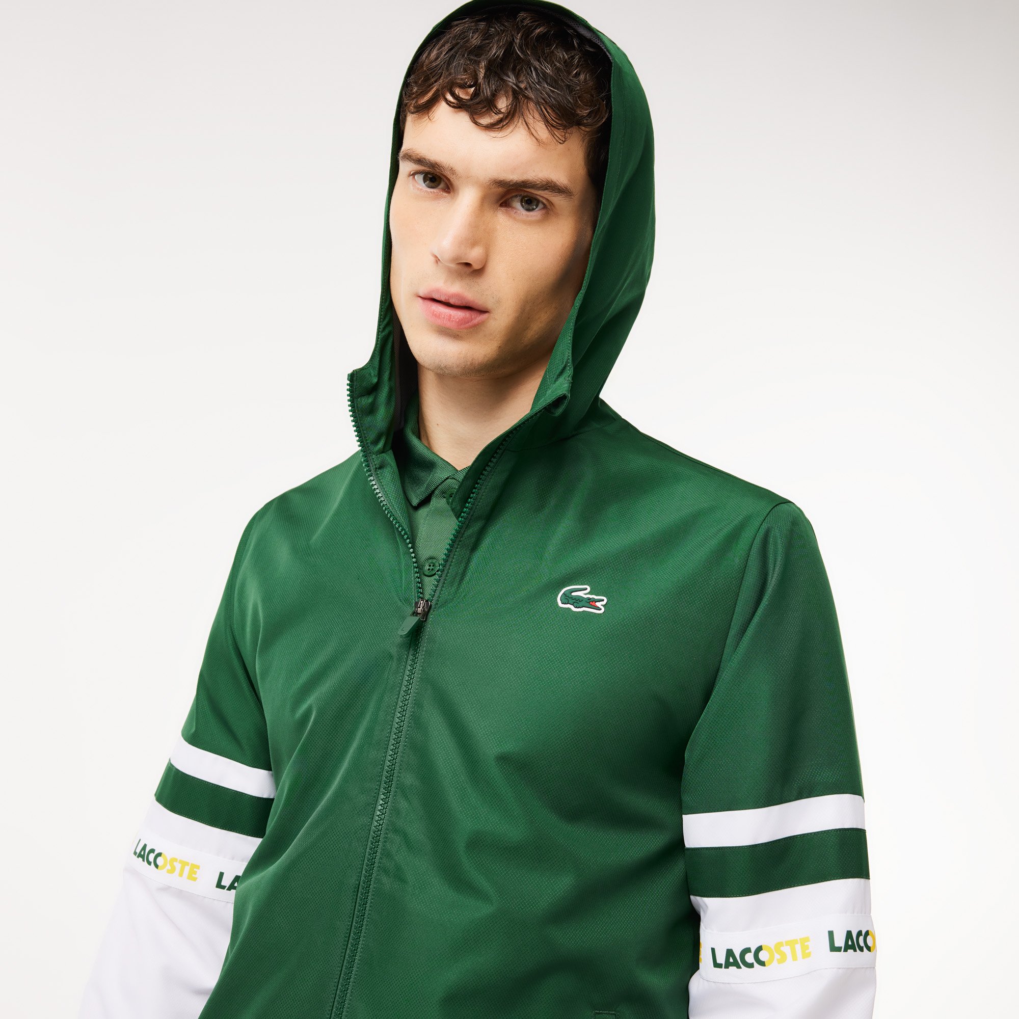 Áo Khoác Tennis Lacoste Nam Họa Tiết Sọc Có Logo