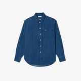 Áo Sơ Mi Lacoste Nữ Oversize Chất Liệu Denim Oversized Có Túi