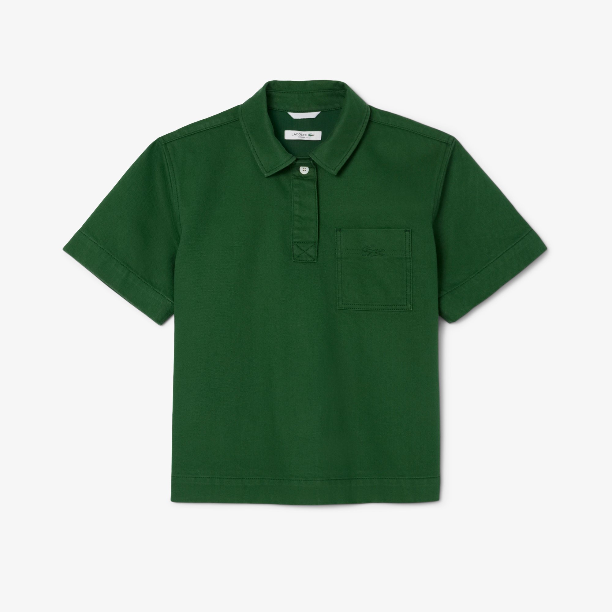 Áo Sơ Mi Polo Lacoste Nữ Dáng Rộng Chất Liệu Denim