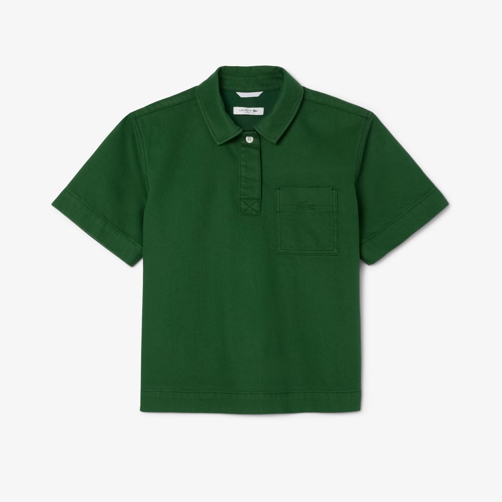 Áo Sơ Mi Polo Lacoste Nữ Dáng Rộng Chất Liệu Denim