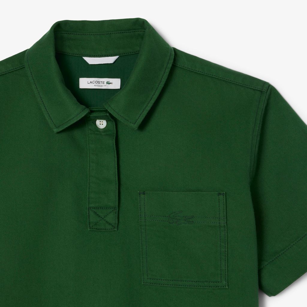 Áo Sơ Mi Polo Lacoste Nữ Dáng Rộng Chất Liệu Denim