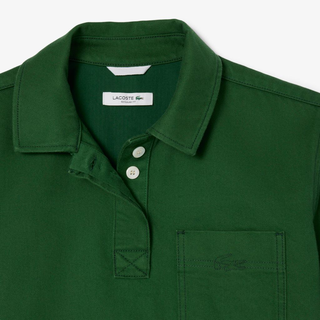 Áo Sơ Mi Polo Lacoste Nữ Dáng Rộng Chất Liệu Denim