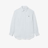 Áo Sơ Mi Lacoste Nữ Dáng Rộng Chất Liệu Linen Hoạ Tiết Sọc