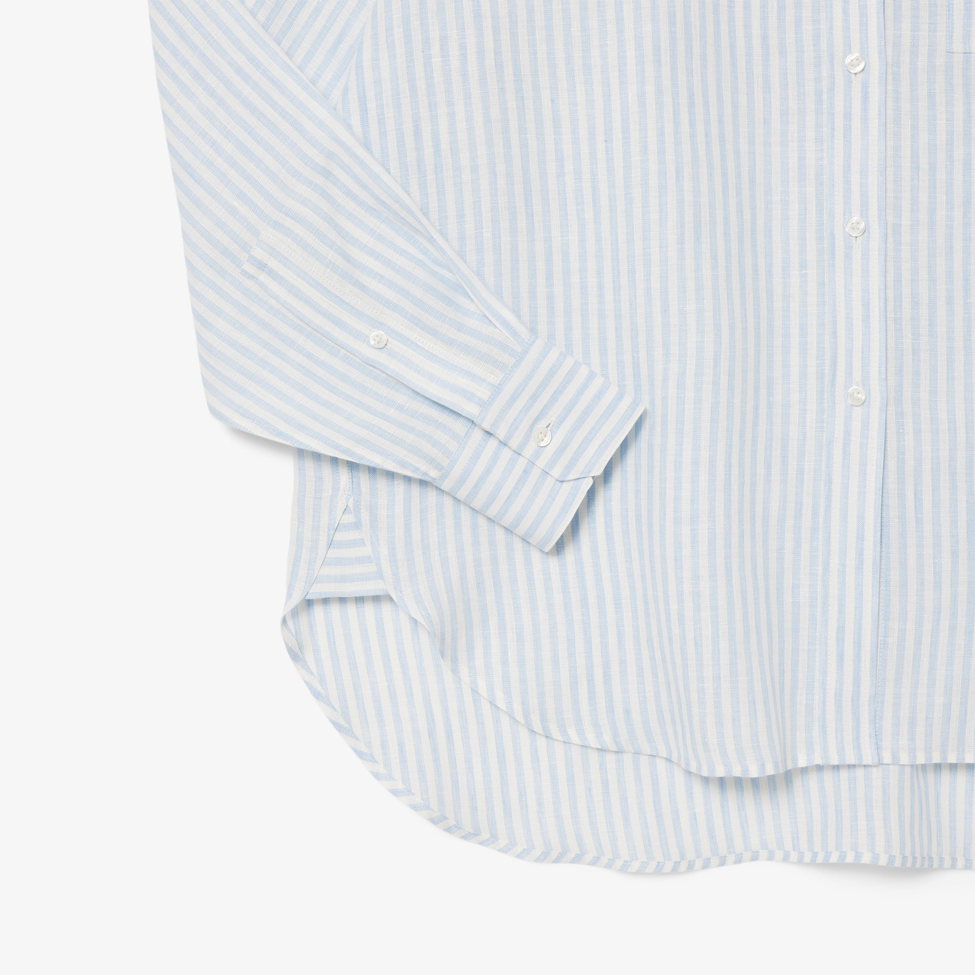 Áo Sơ Mi Lacoste Nữ Dáng Rộng Chất Liệu Linen Hoạ Tiết Sọc