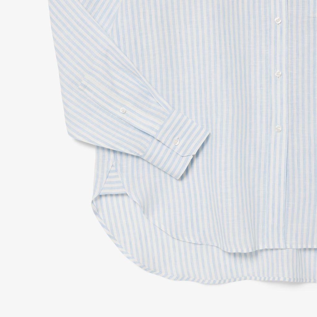Áo Sơ Mi Lacoste Nữ Dáng Rộng Chất Liệu Linen Hoạ Tiết Sọc