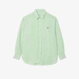Áo Sơ Mi Lacoste Nữ Dáng Rộng Chất Liệu Linen Hoạ Tiết Sọc