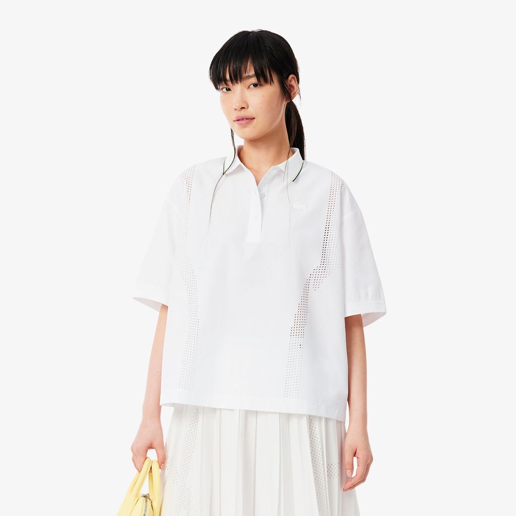 Áo Sơ Mi Lacoste Nữ Dáng Rộng Chất Liệu Vải Kỹ Thuật