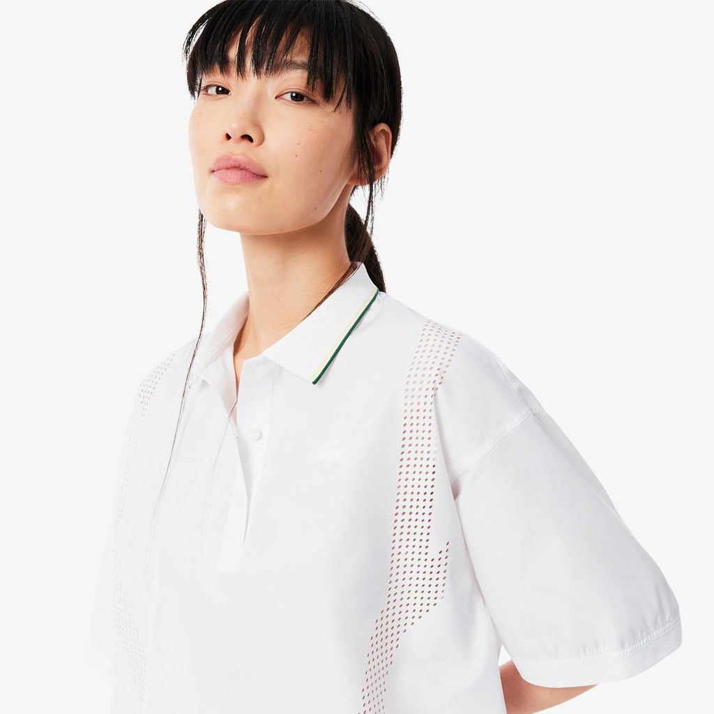 Áo Sơ Mi Lacoste Nữ Dáng Rộng Chất Liệu Vải Kỹ Thuật