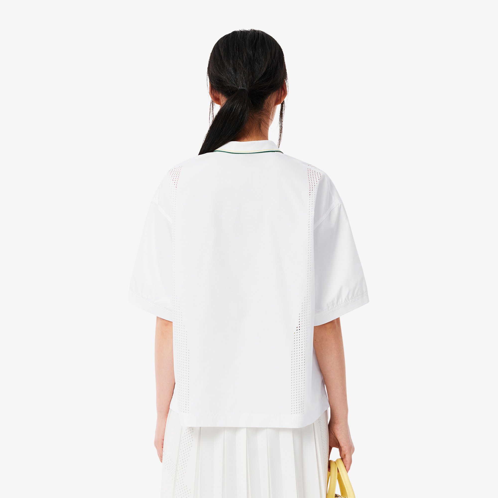 Áo Sơ Mi Lacoste Nữ Dáng Rộng Chất Liệu Vải Kỹ Thuật