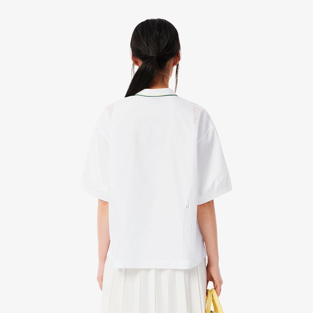 Áo Sơ Mi Lacoste Nữ Dáng Rộng Chất Liệu Vải Kỹ Thuật