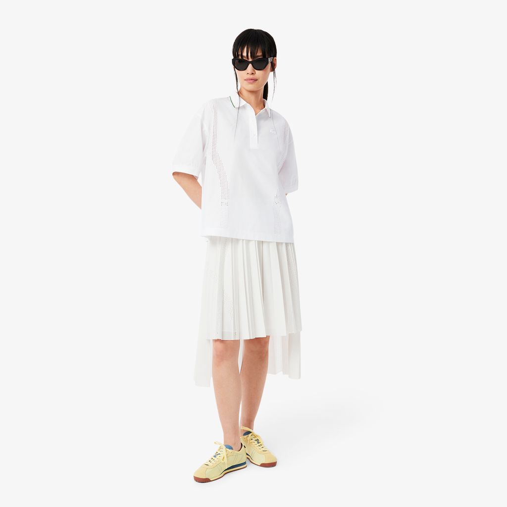 Áo Sơ Mi Lacoste Nữ Dáng Rộng Chất Liệu Vải Kỹ Thuật