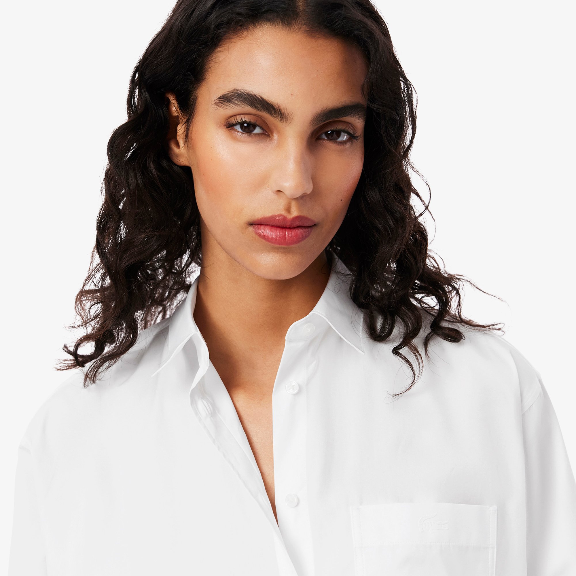 Áo Sơ Mi Lacoste Nữ Dáng Rộng Chất Liệu Cotton Poplin
