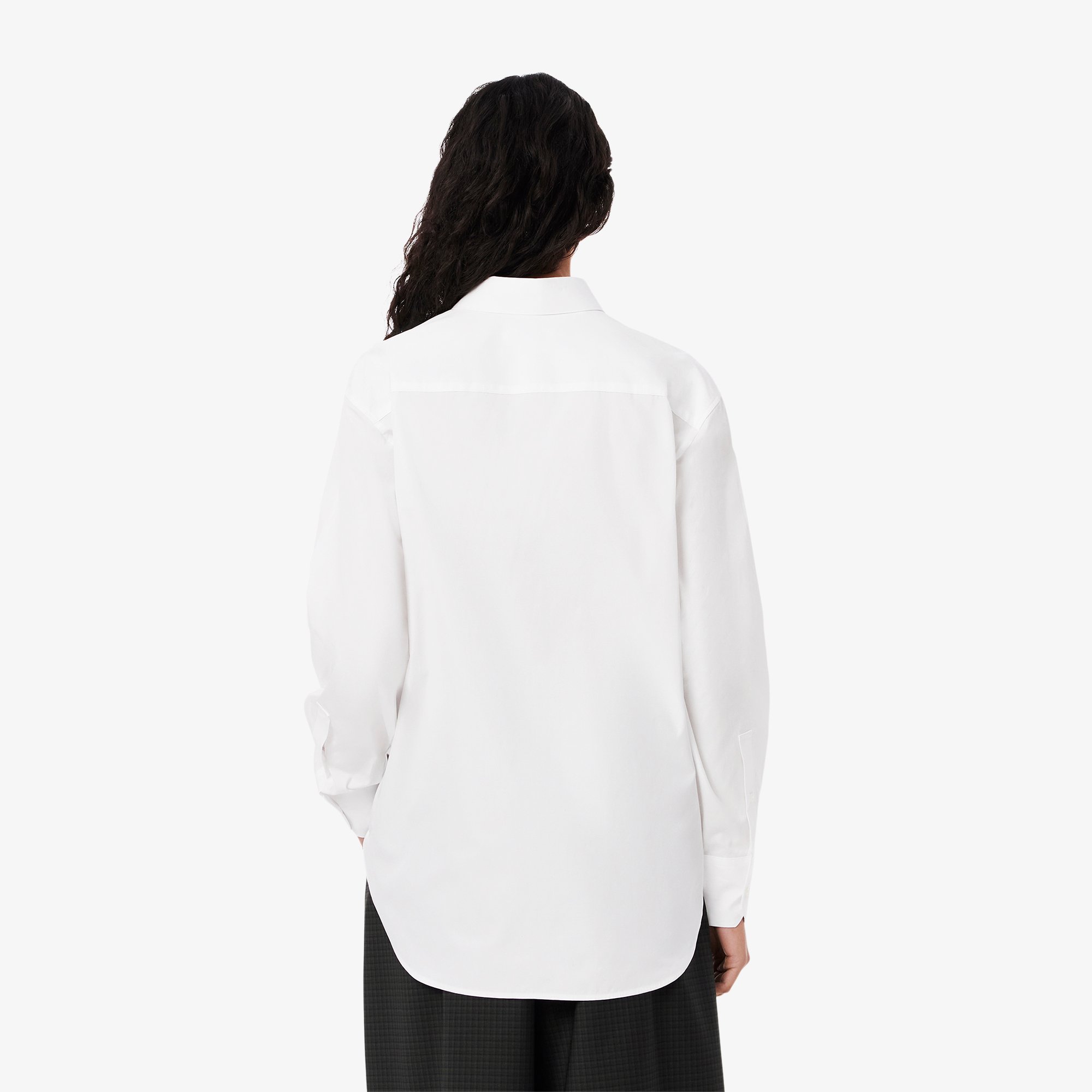 Áo Sơ Mi Lacoste Nữ Dáng Rộng Chất Liệu Cotton Poplin