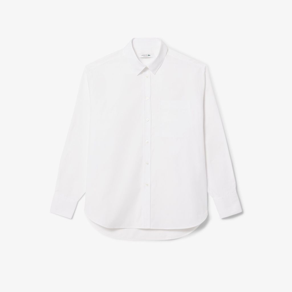 Áo Sơ Mi Lacoste Nữ Dáng Rộng Chất Liệu Cotton Poplin