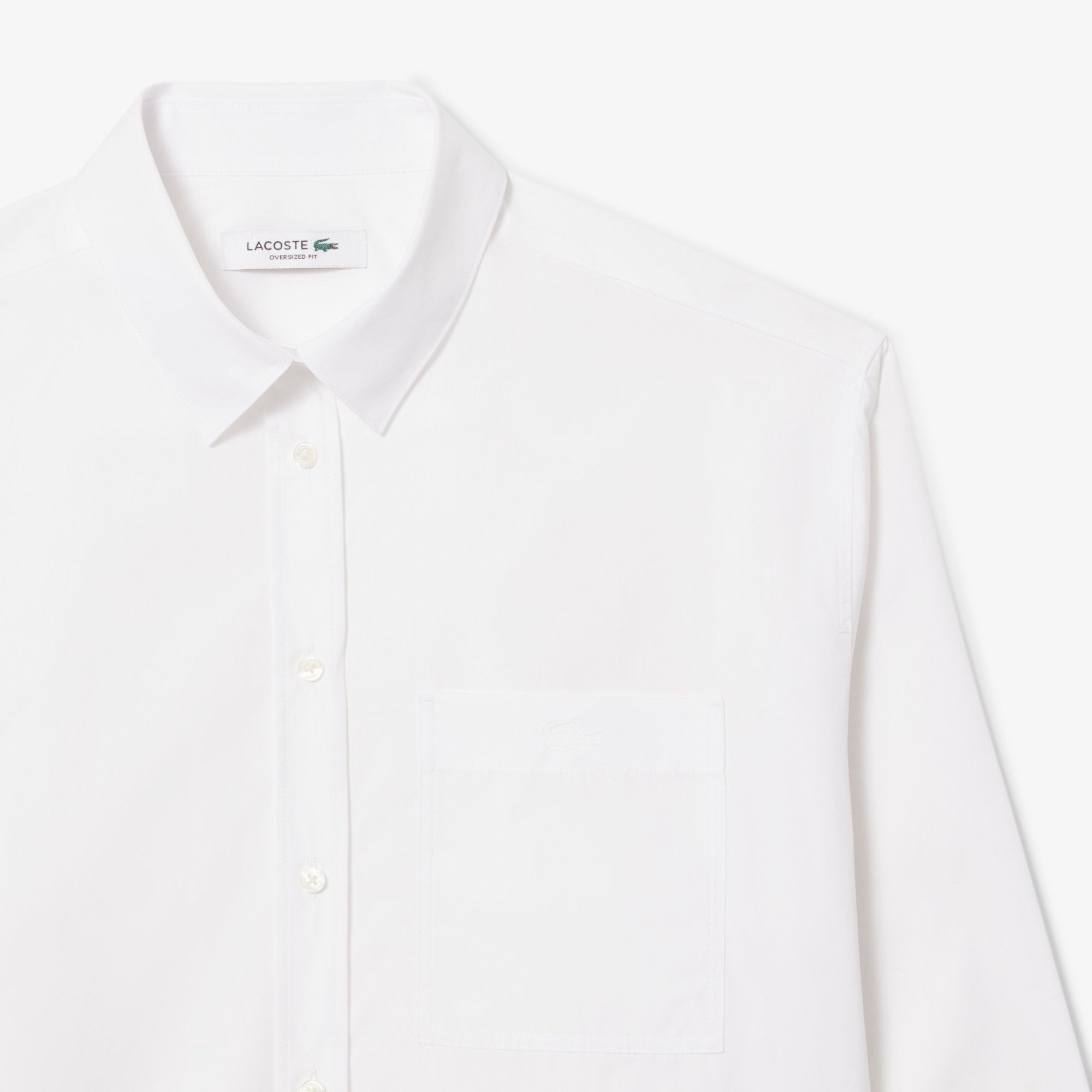 Áo Sơ Mi Lacoste Nữ Dáng Rộng Chất Liệu Cotton Poplin