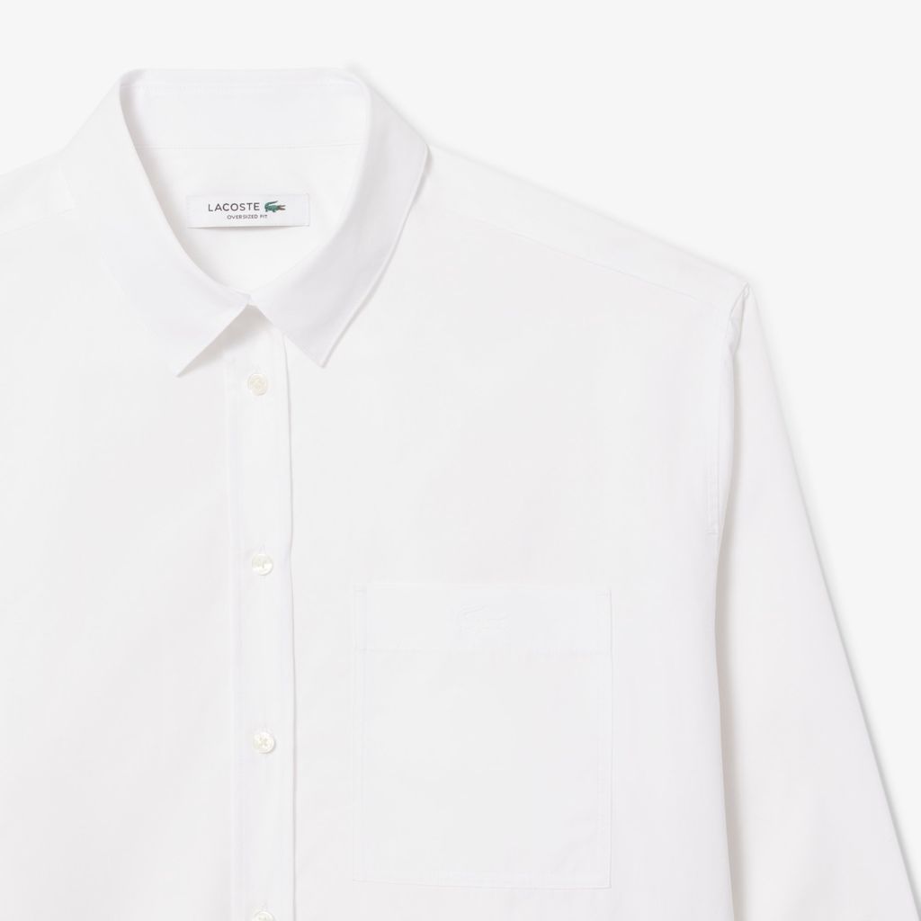 Áo Sơ Mi Lacoste Nữ Dáng Rộng Chất Liệu Cotton Poplin