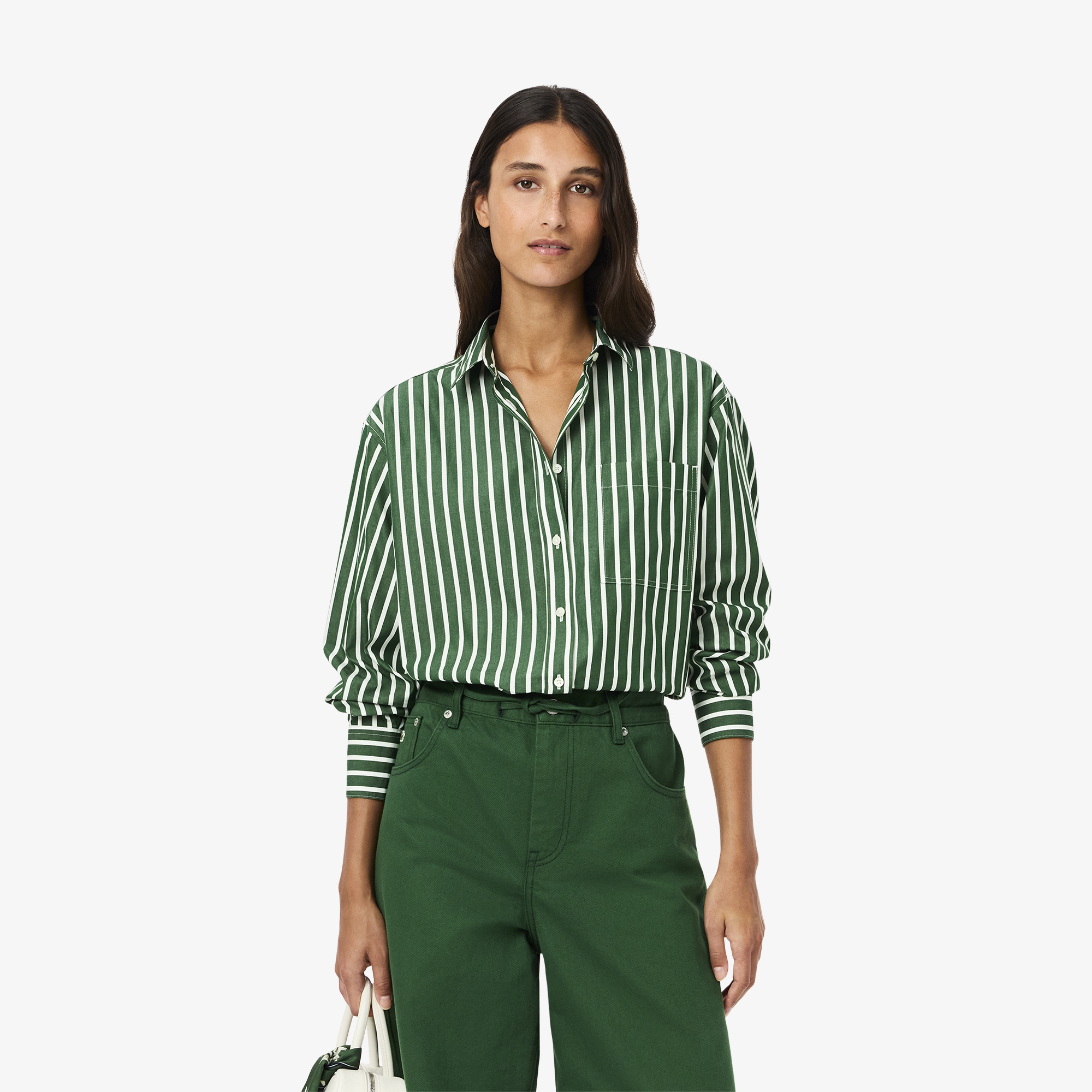 Áo Sơ Mi Lacoste Nữ Dáng Rộng Chất Liệu Cotton Poplin