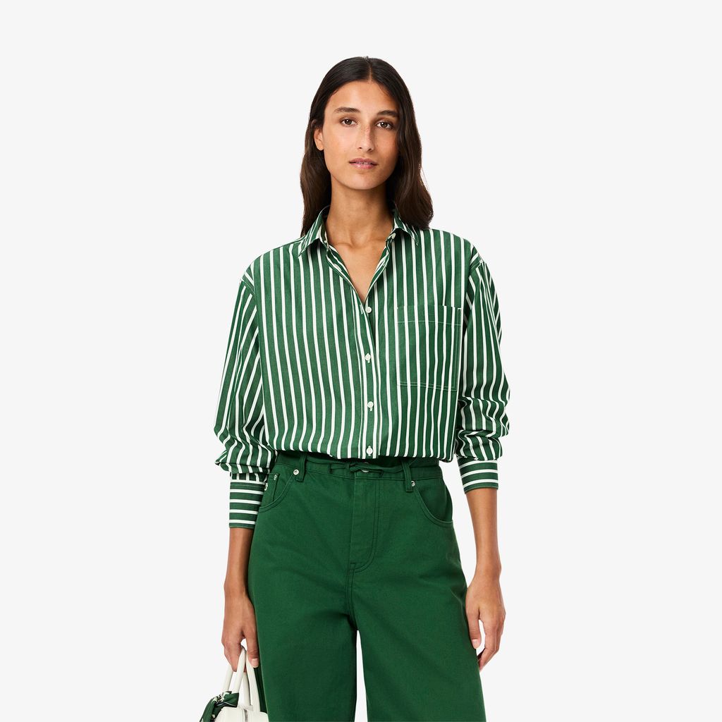 Áo Sơ Mi Lacoste Nữ Dáng Rộng Chất Liệu Cotton Poplin