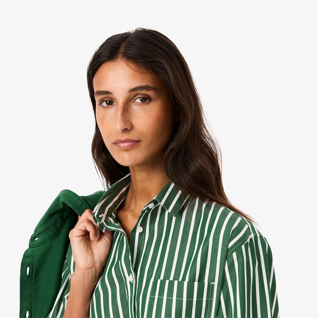 Áo Sơ Mi Lacoste Nữ Dáng Rộng Chất Liệu Cotton Poplin