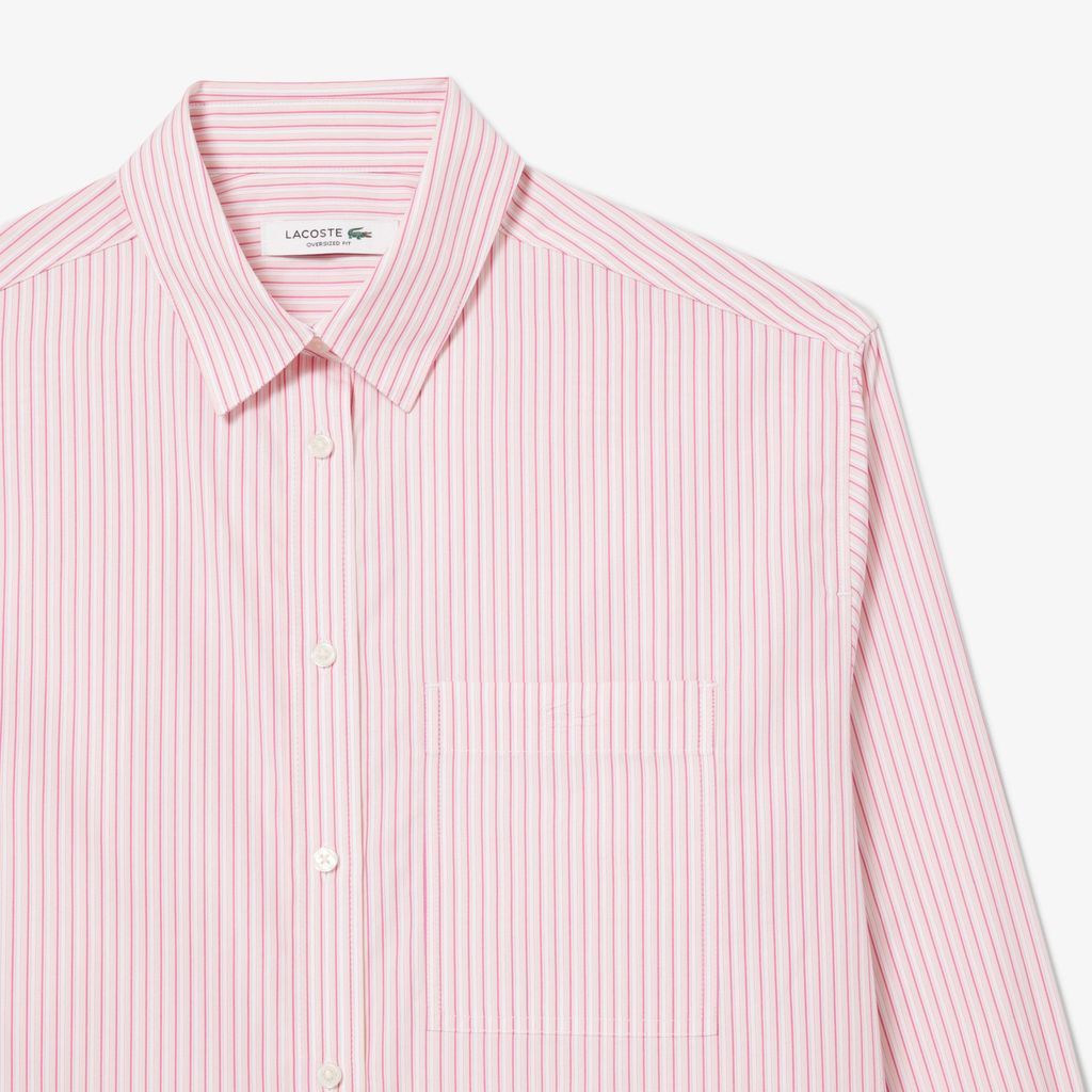 Áo Sơ Mi Lacoste Nữ Dáng Rộng Chất Liệu Cotton Poplin