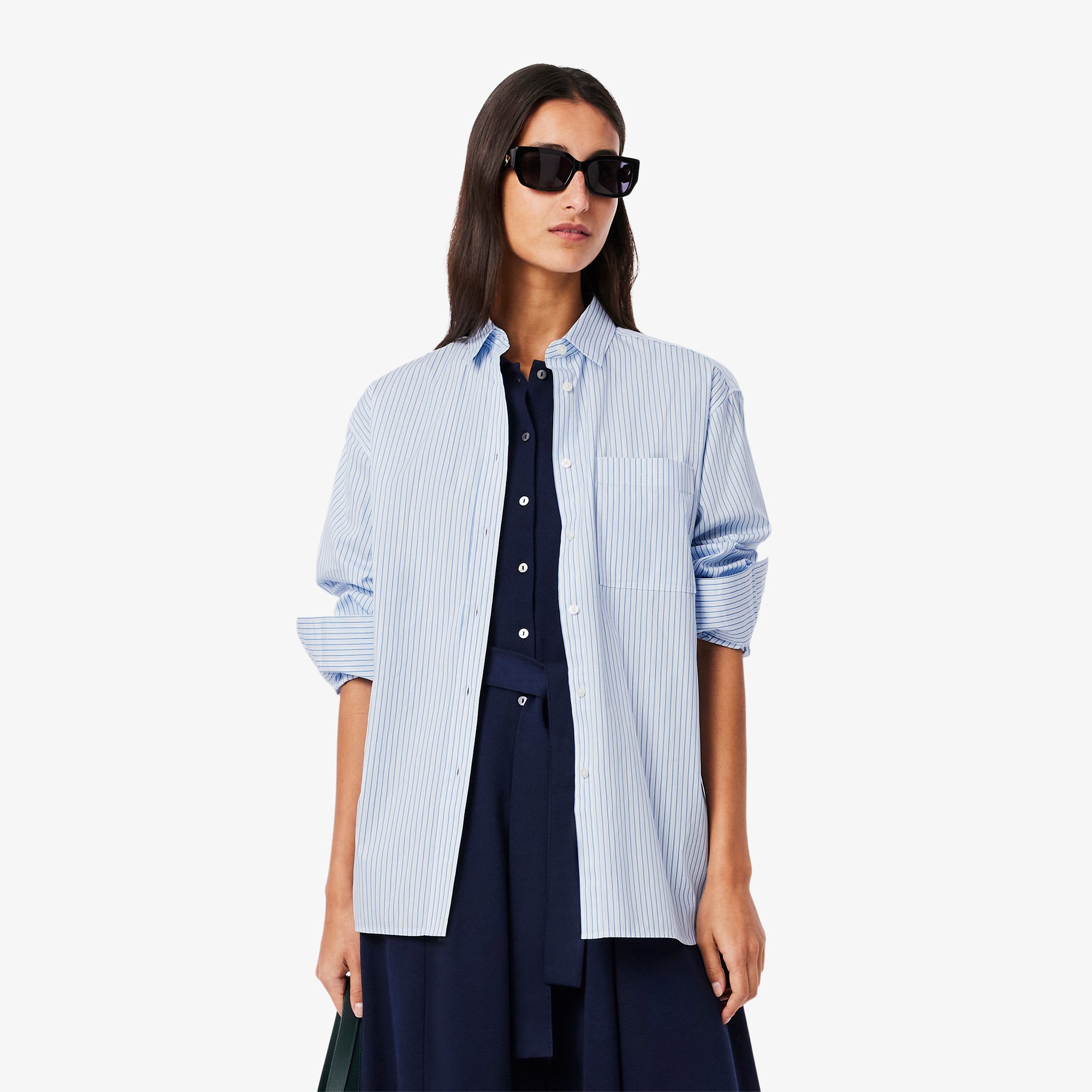 Áo Sơ Mi Lacoste Nữ Dáng Rộng Chất Liệu Cotton Poplin