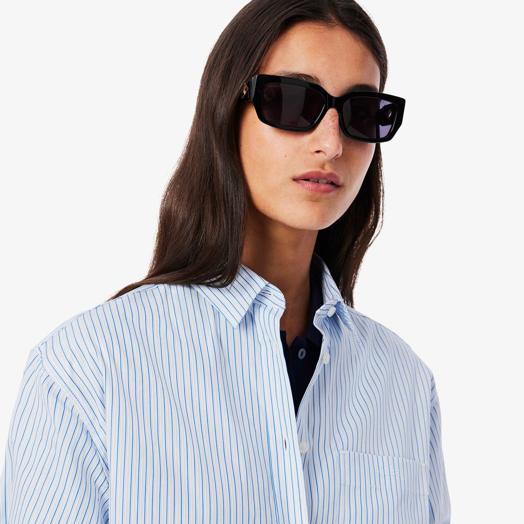 Áo Sơ Mi Lacoste Nữ Dáng Rộng Chất Liệu Cotton Poplin