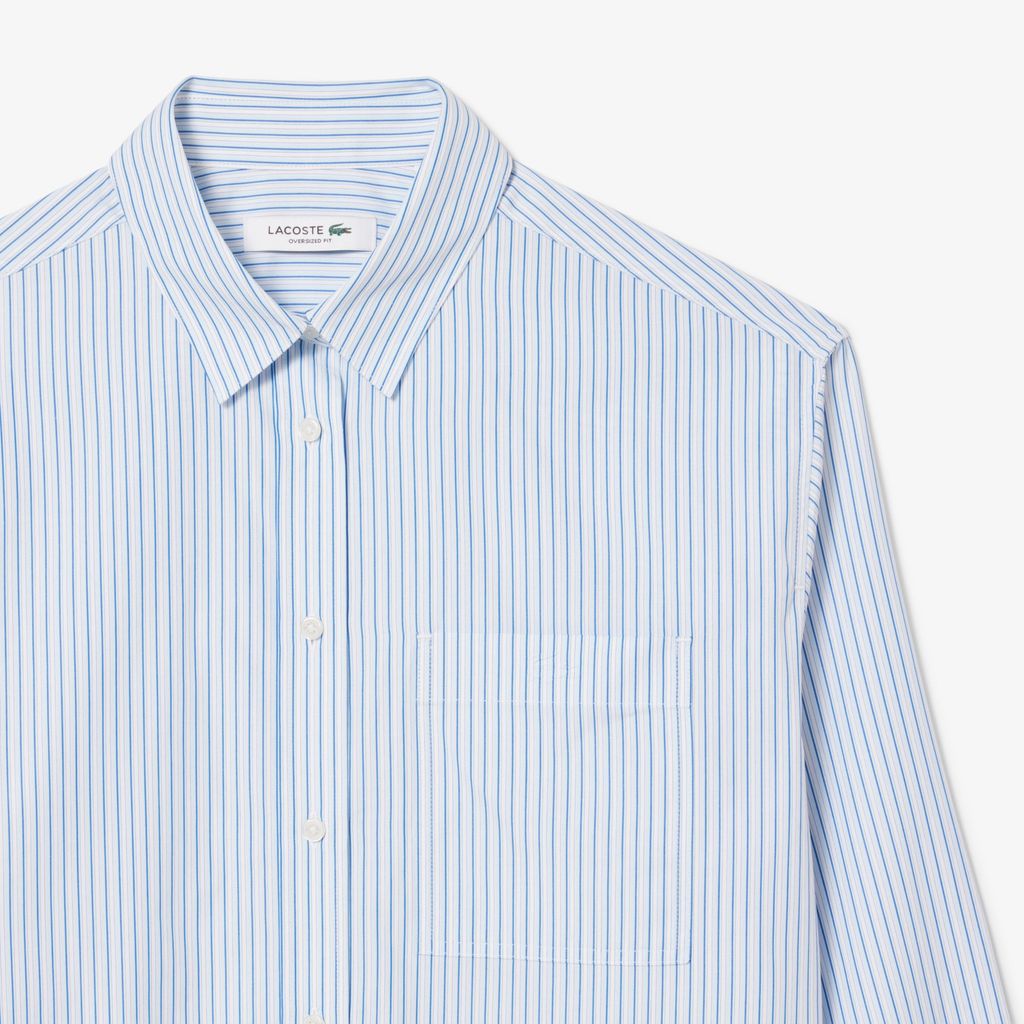 Áo Sơ Mi Lacoste Nữ Dáng Rộng Chất Liệu Cotton Poplin