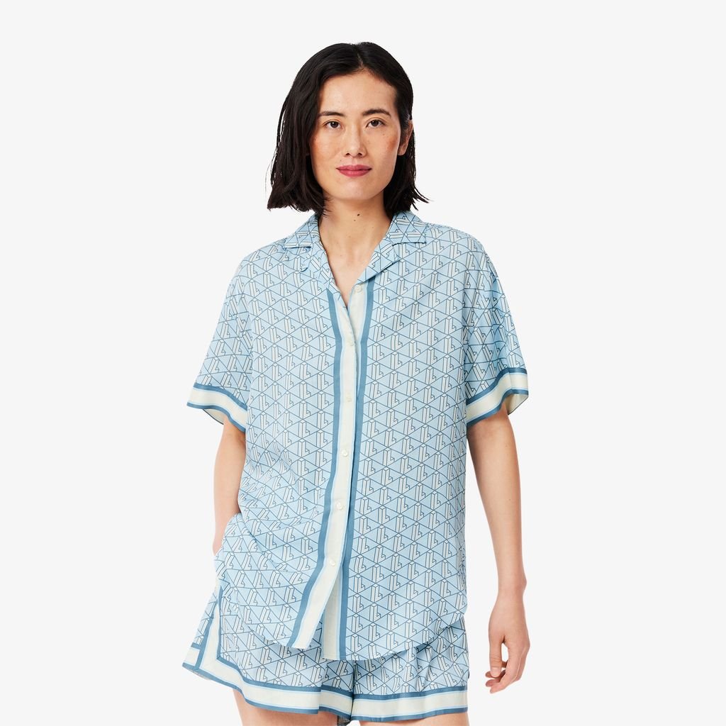 Áo Sơ Mi Lacoste Nữ Dáng Rộng Họa Tiết In Monogram