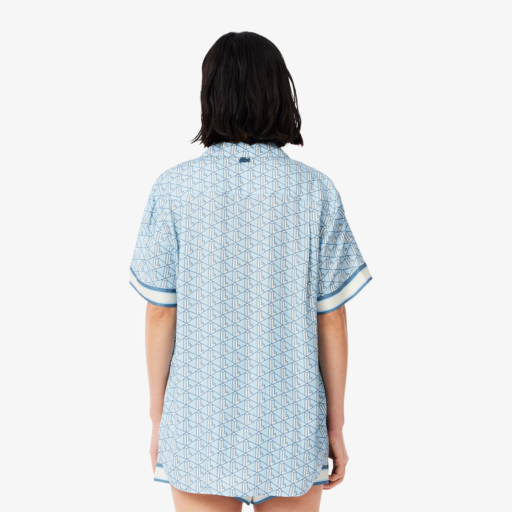 Áo Sơ Mi Lacoste Nữ Dáng Rộng Họa Tiết In Monogram