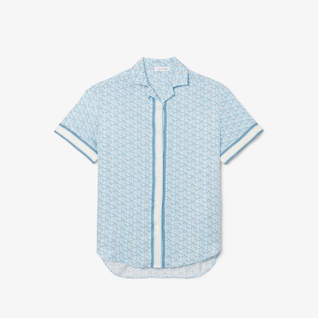 Áo Sơ Mi Lacoste Nữ Dáng Rộng Họa Tiết In Monogram