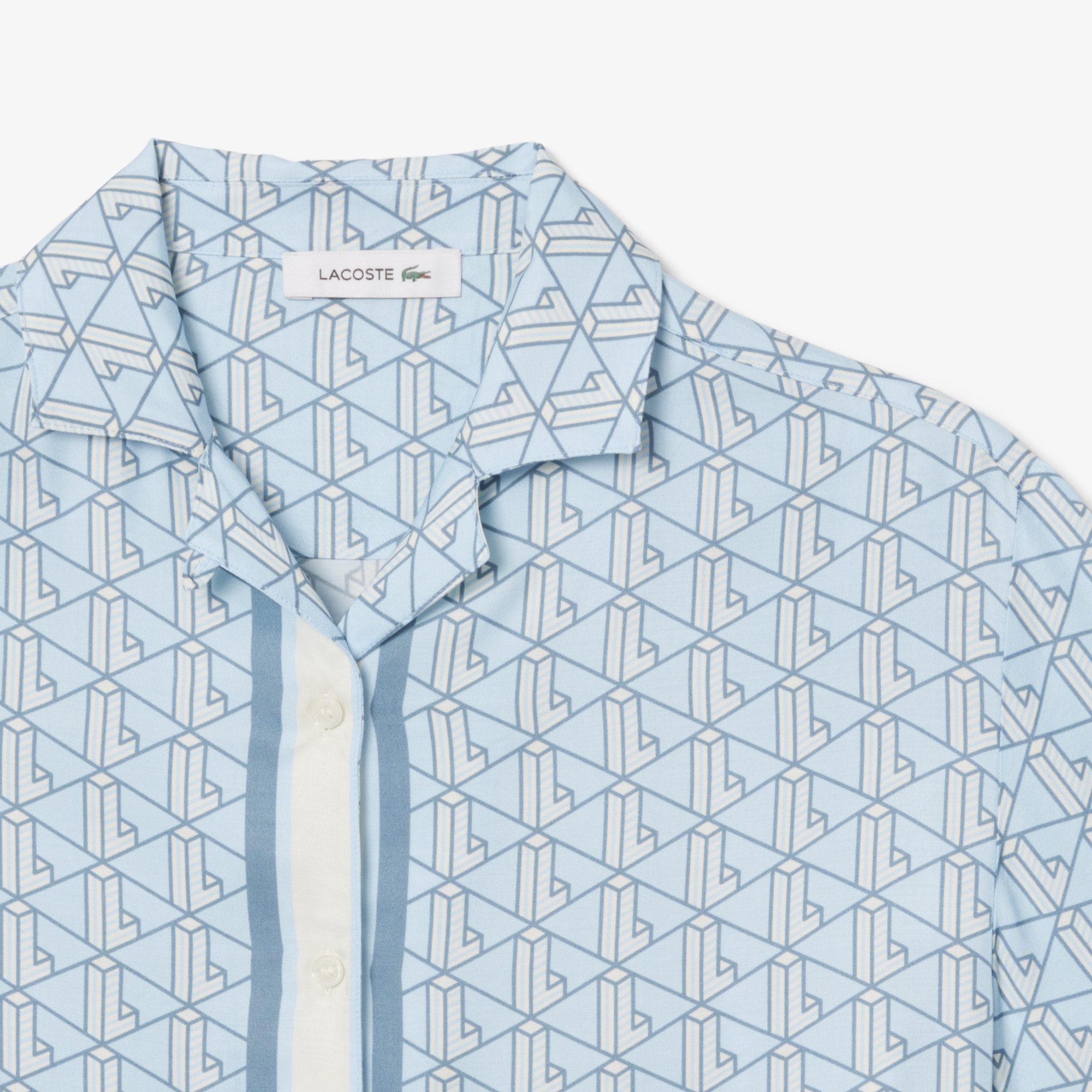 Áo Sơ Mi Lacoste Nữ Dáng Rộng Họa Tiết In Monogram