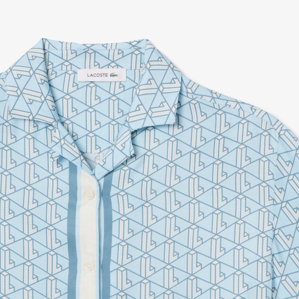 Áo Sơ Mi Lacoste Nữ Dáng Rộng Họa Tiết In Monogram