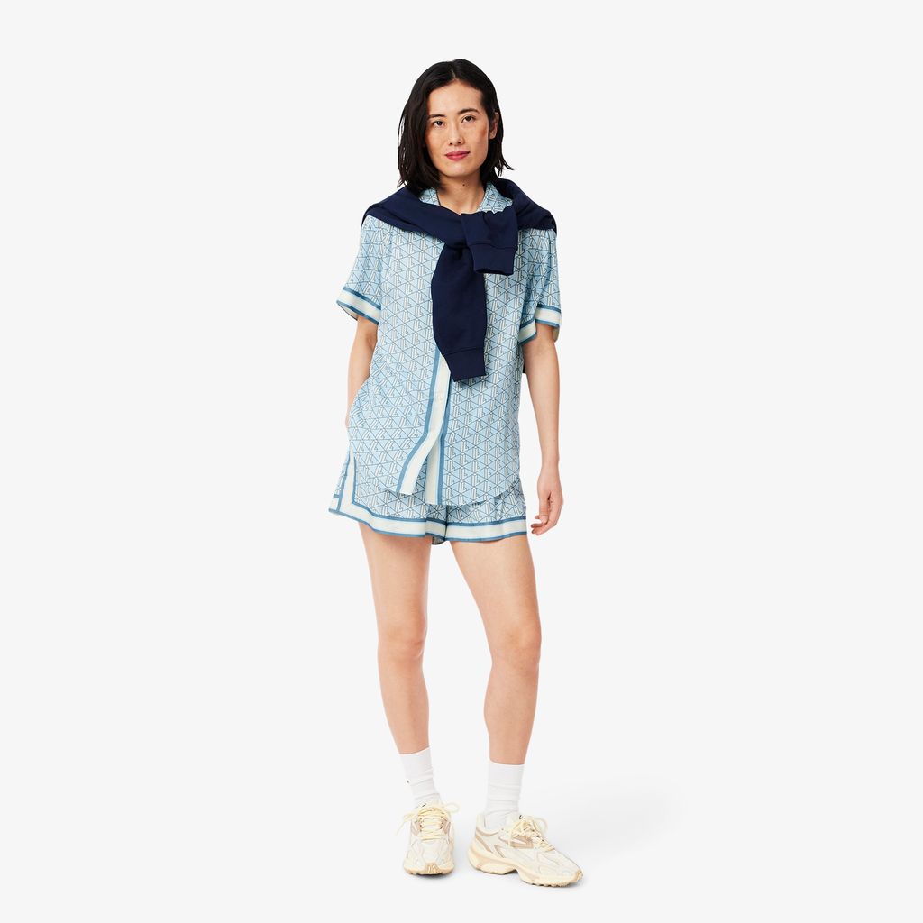 Áo Sơ Mi Lacoste Nữ Dáng Rộng Họa Tiết In Monogram