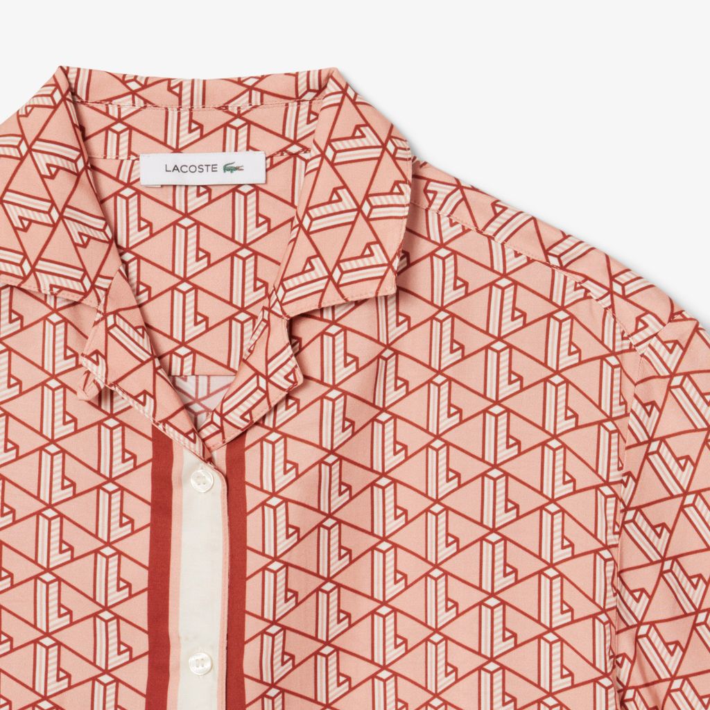 Áo Sơ Mi Lacoste Nữ Dáng Rộng Họa Tiết In Monogram