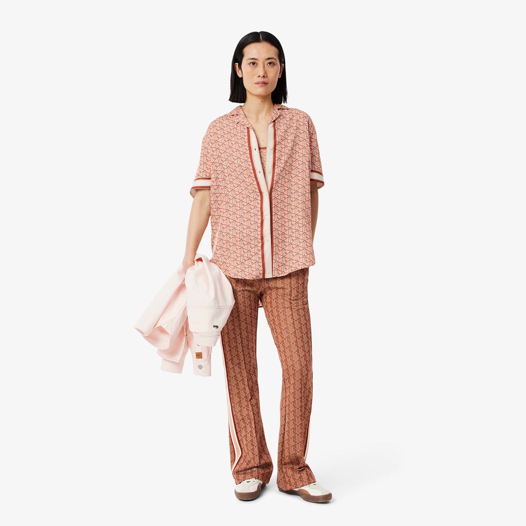 Áo Sơ Mi Lacoste Nữ Dáng Rộng Họa Tiết In Monogram