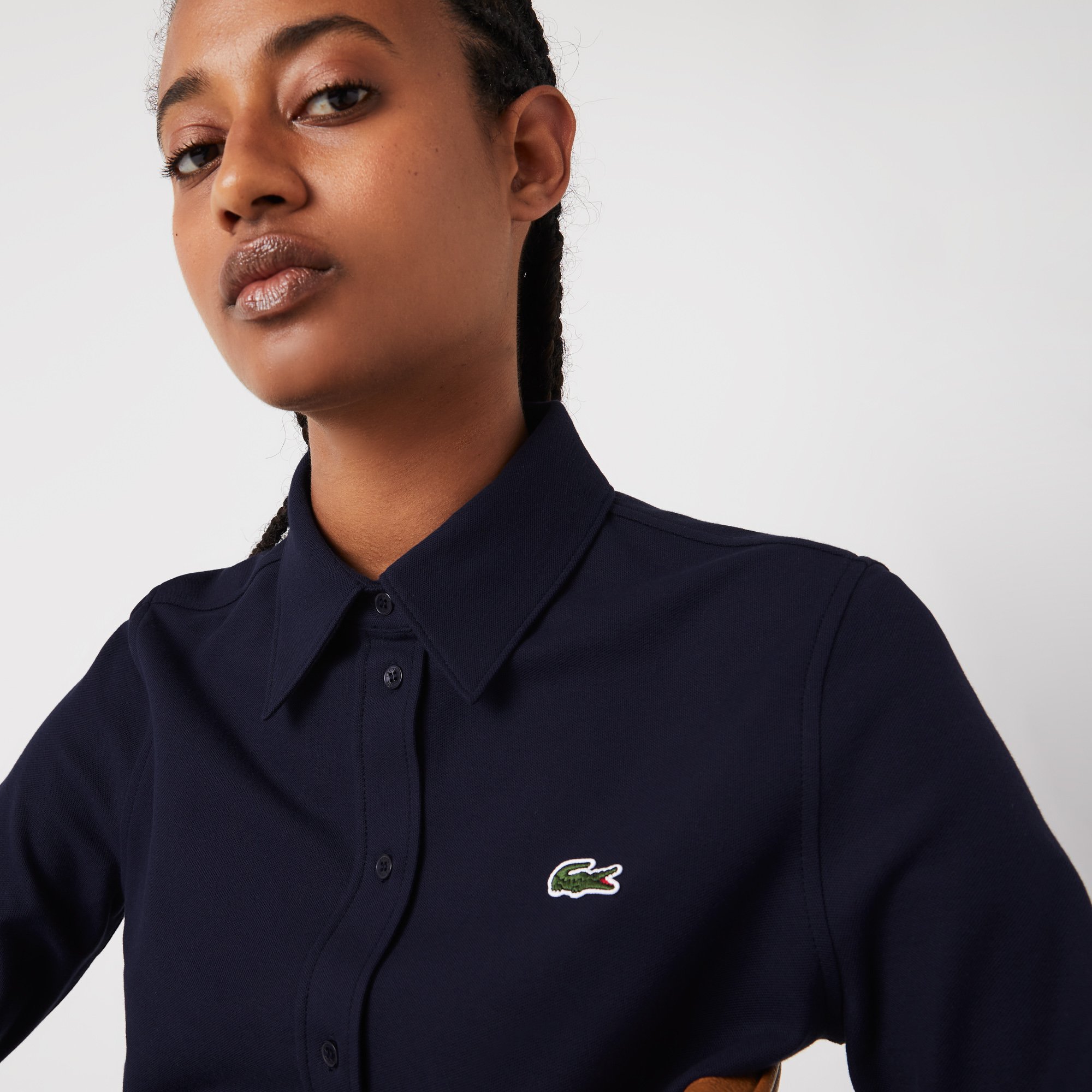 Áo Sơ Mi Lacoste Nữ Cổ Pháp Chất Liệu Cotton Piqué