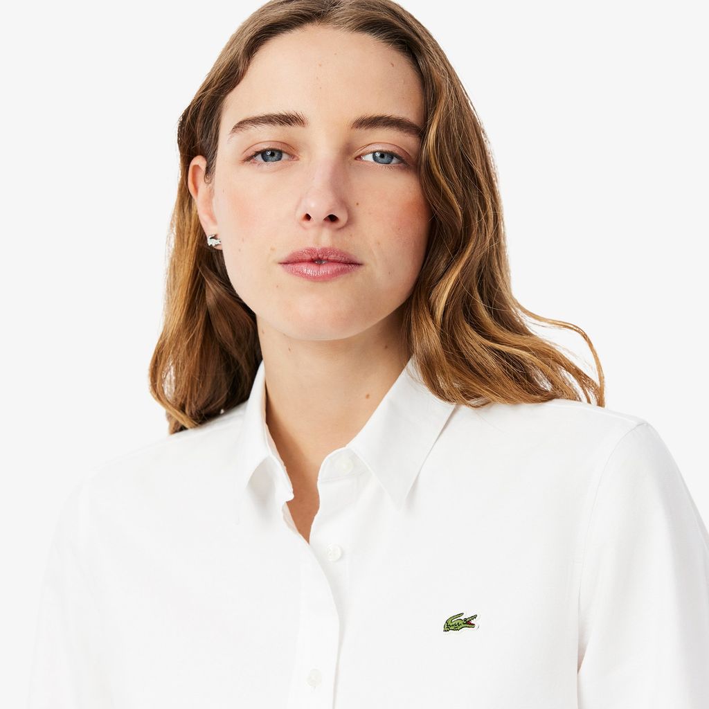 Áo Sơ Mi Lacoste Nữ Dáng Suông Chất Liệu Oxford Cotton