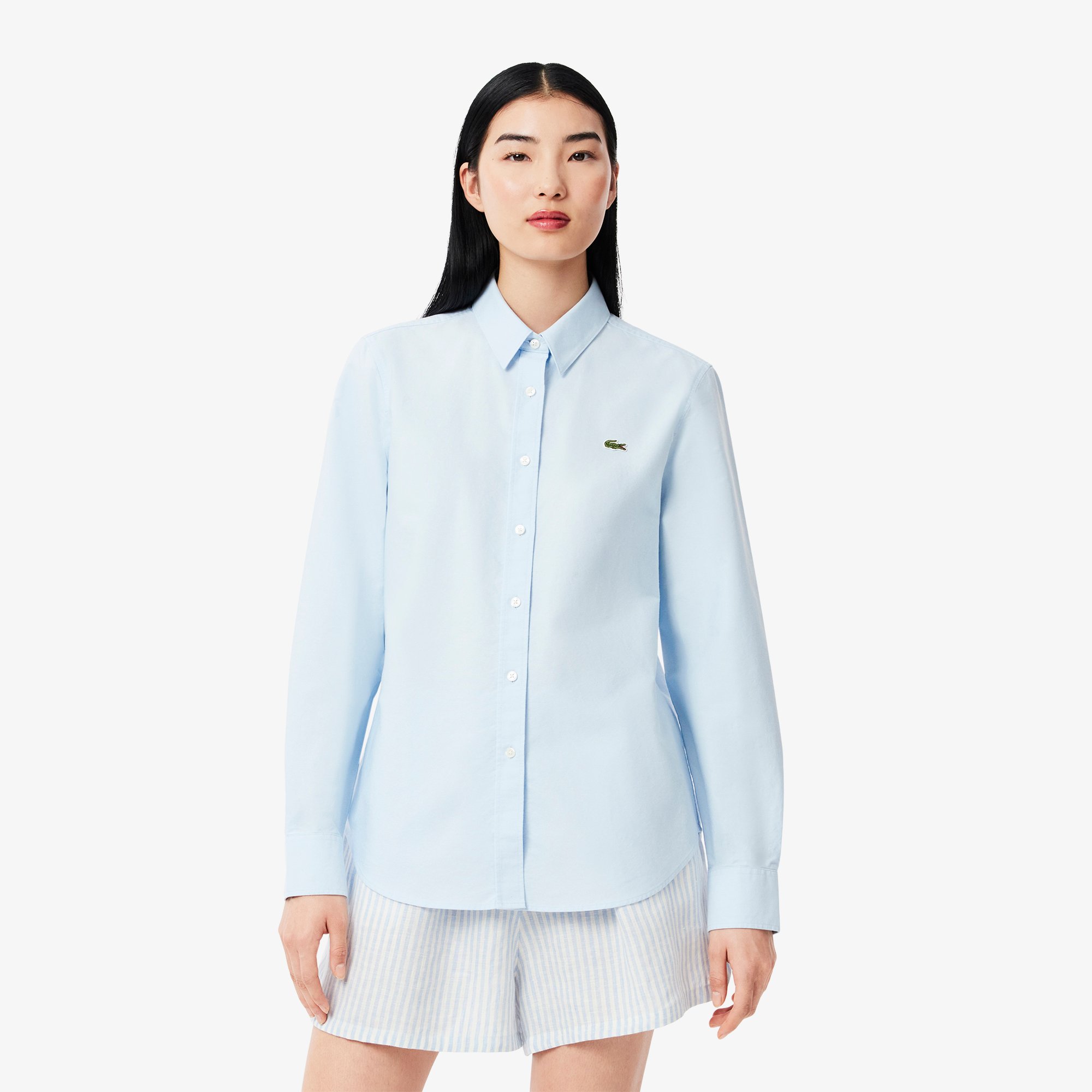 Áo Sơ Mi Lacoste Nữ Dáng Suông Chất Liệu Oxford Cotton