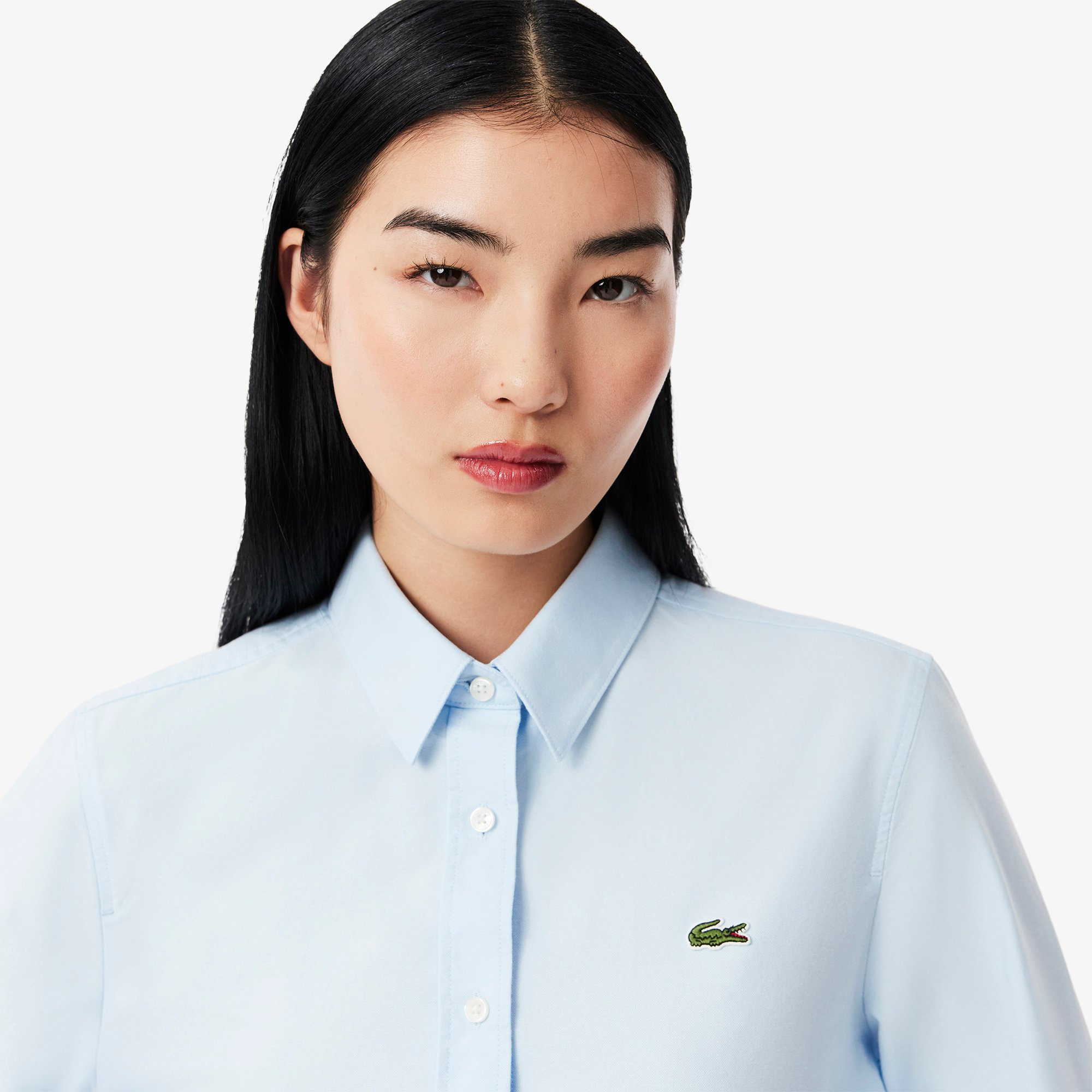 Áo Sơ Mi Lacoste Nữ Dáng Suông Chất Liệu Oxford Cotton