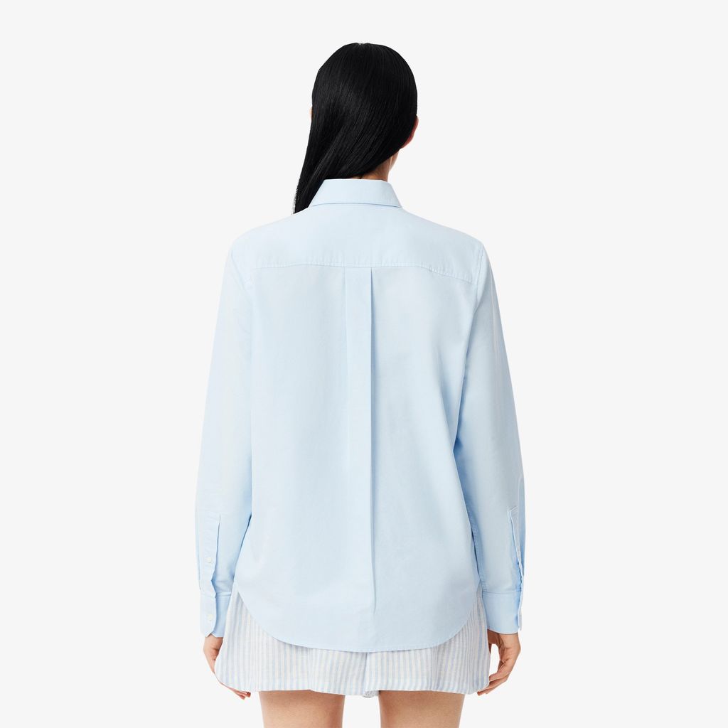 Áo Sơ Mi Lacoste Nữ Dáng Suông Chất Liệu Oxford Cotton