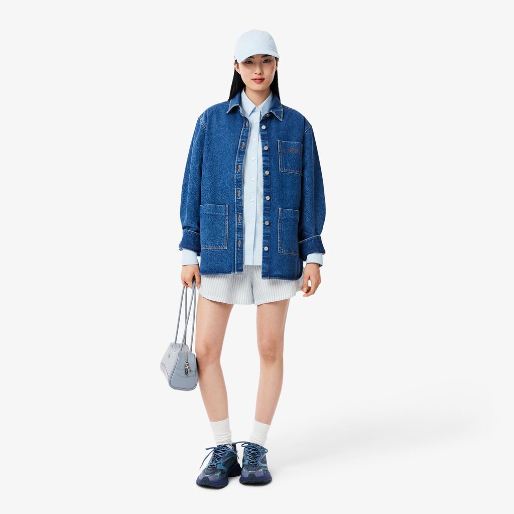 Áo Sơ Mi Lacoste Nữ Dáng Suông Chất Liệu Oxford Cotton