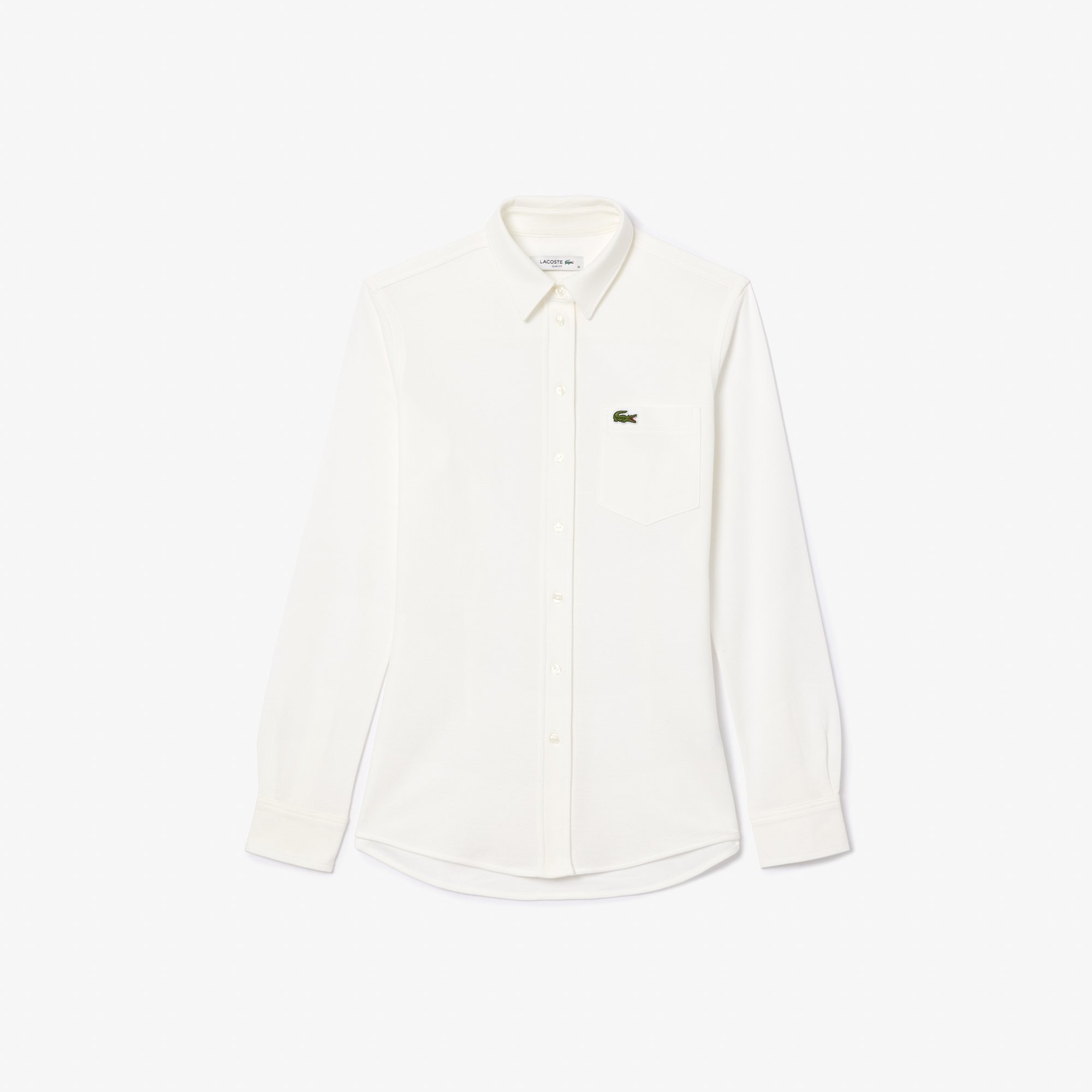Áo Sơ Mi Lacoste Nữ Ôm Dáng Có Túi Piqué