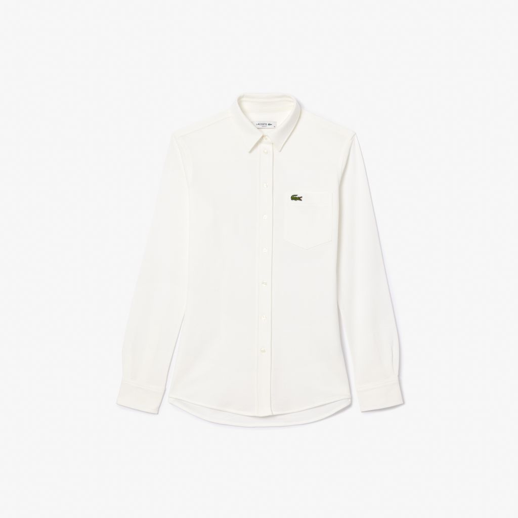 Áo Sơ Mi Lacoste Nữ Ôm Dáng Có Túi Piqué