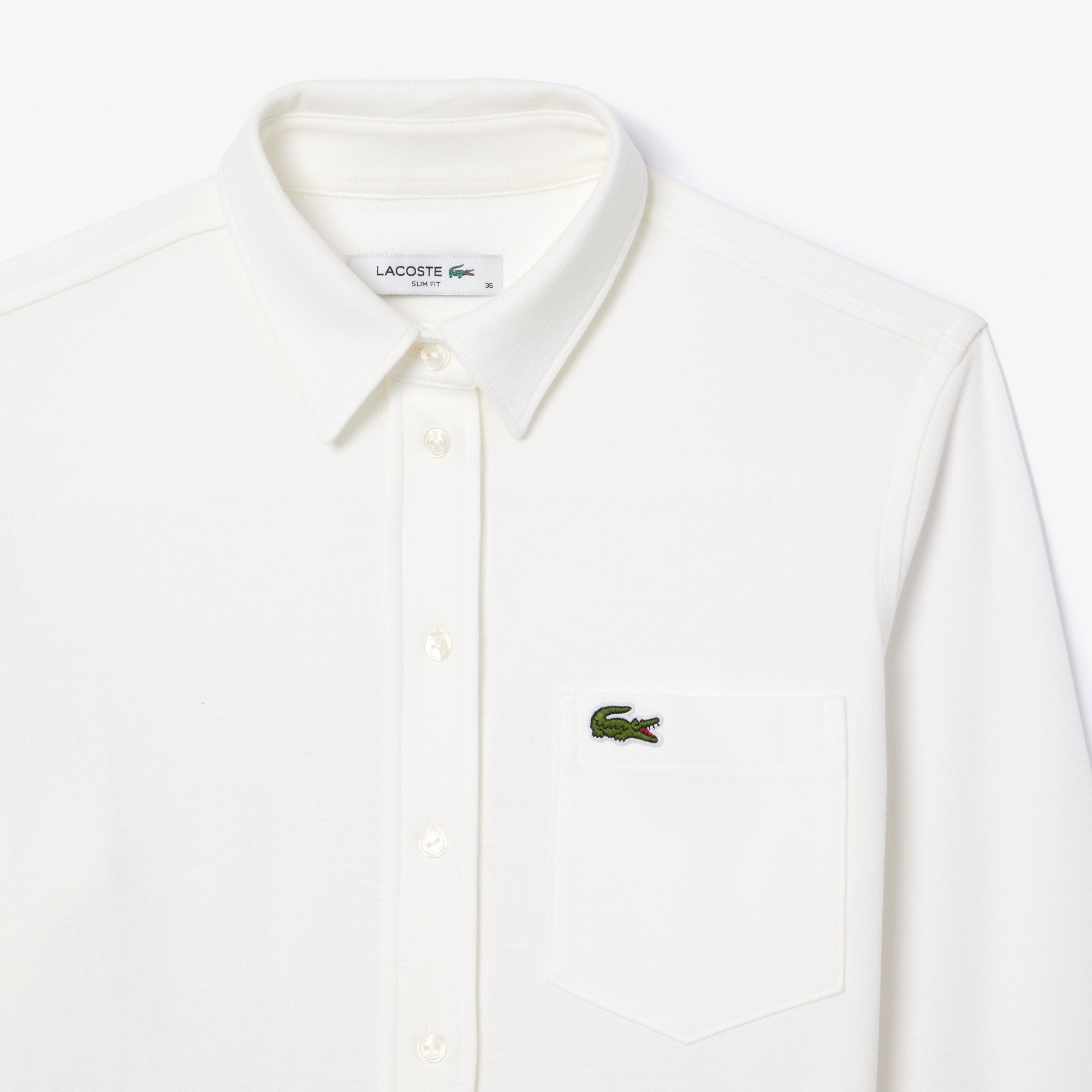 Áo Sơ Mi Lacoste Nữ Ôm Dáng Có Túi Piqué