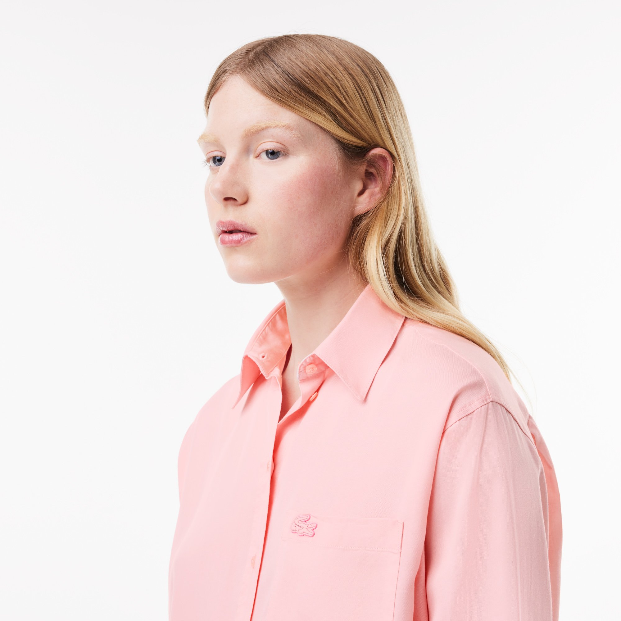 Áo Sơ Mi Lacoste Nữ Dáng Rộng Bồng Bềnh Chất Liệu Lyocell