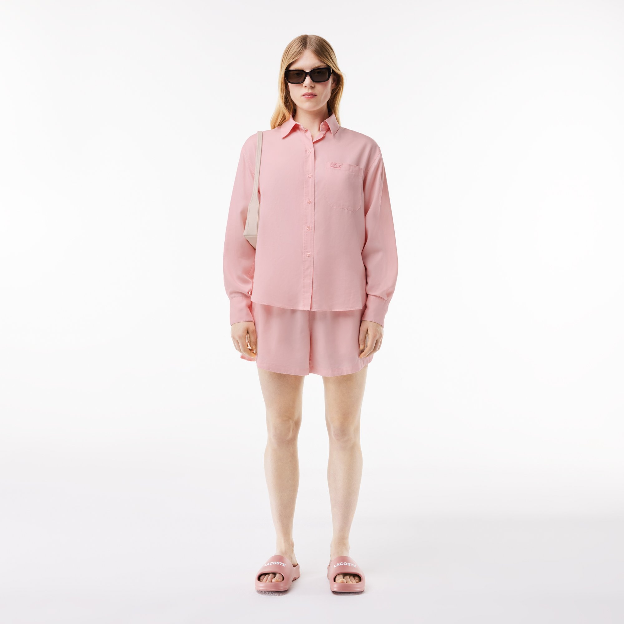Áo Sơ Mi Lacoste Nữ Dáng Rộng Bồng Bềnh Chất Liệu Lyocell