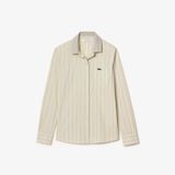 Áo Sơ Mi Lacoste Nữ Ôm Dáng Cổ Có Sọc Nổi Chất Liệu Poplin