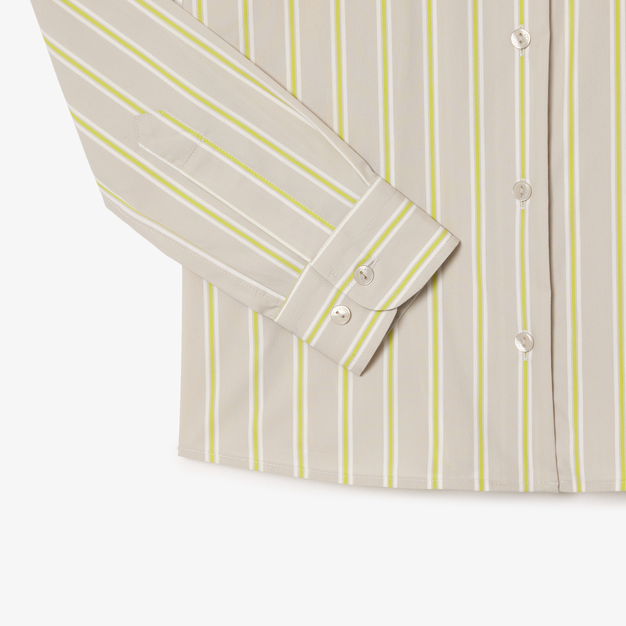 Áo Sơ Mi Lacoste Nữ Ôm Dáng Cổ Có Sọc Nổi Chất Liệu Poplin