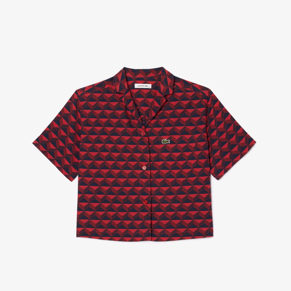 Áo Sơ Mi Lacoste Nữ Oversize Họa Tiết In Monogram